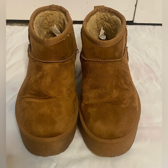 Women’s Mudd Platform Mini Shortie Boots Brown Size 7 - Picture 2 of 5